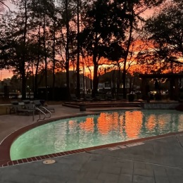Winter Pool at Sunset - Villages of Cypress Creek